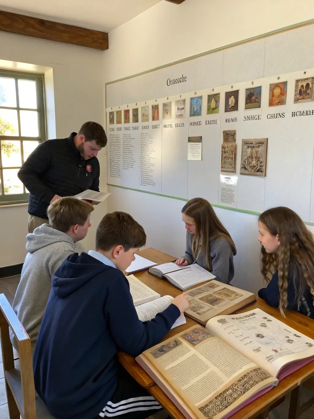 A group of students participating in an educational workshop about local history at the Tour de Feu.
